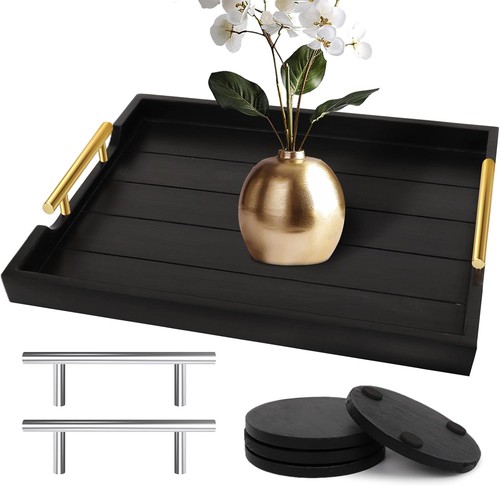 Large wooden serving tray with - large,