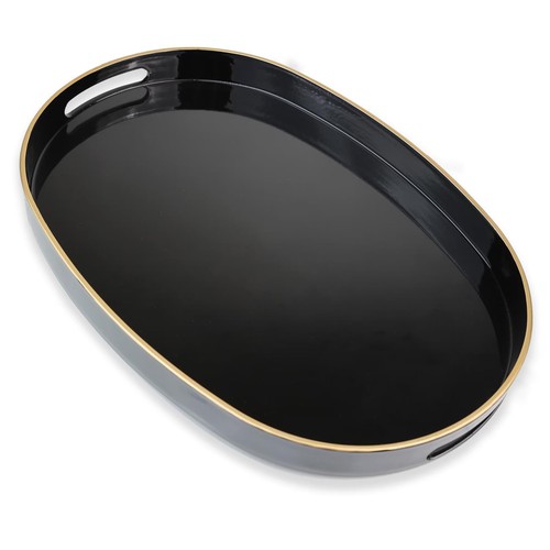 Black oval decorative - oval, serving