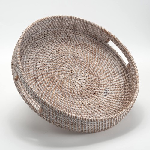 Coffee table tray round rattan - table,