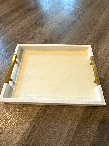 White decorative tray gold - white,